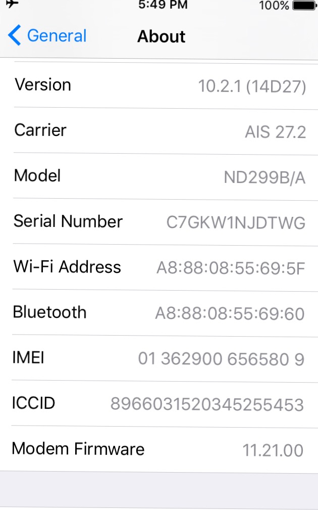 My iPhone 5 specs