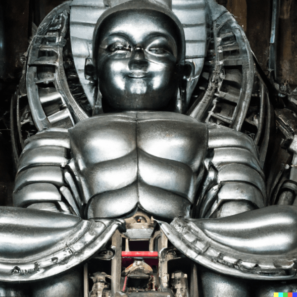 Biomechanic Buddha in the style of H.R. Giger