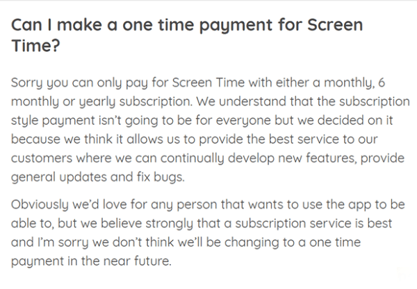 Screentime Subscription Service