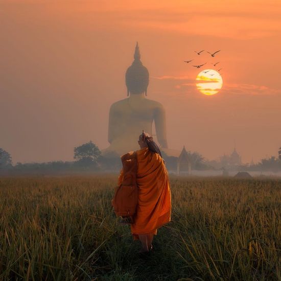 Tudong Monk meditating in inner harmony