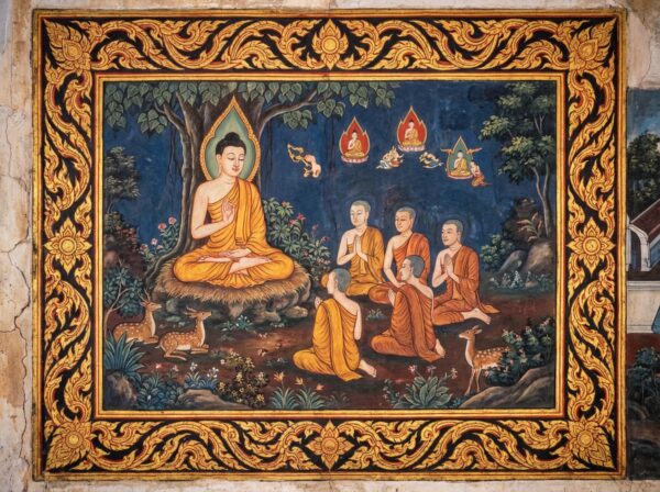The Buddha teaching the Four Noble Truths in Thai Rattanakosin style