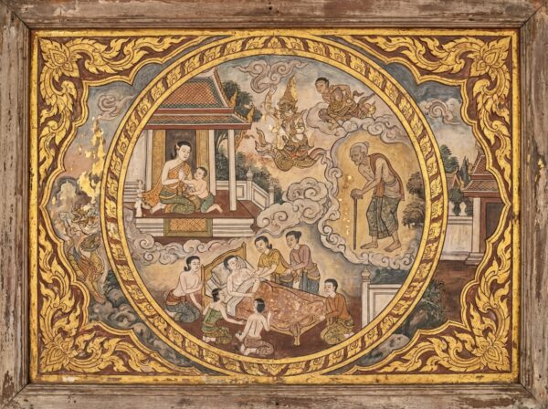 Dukkha and the cycle of Samsara in Thai mural style
