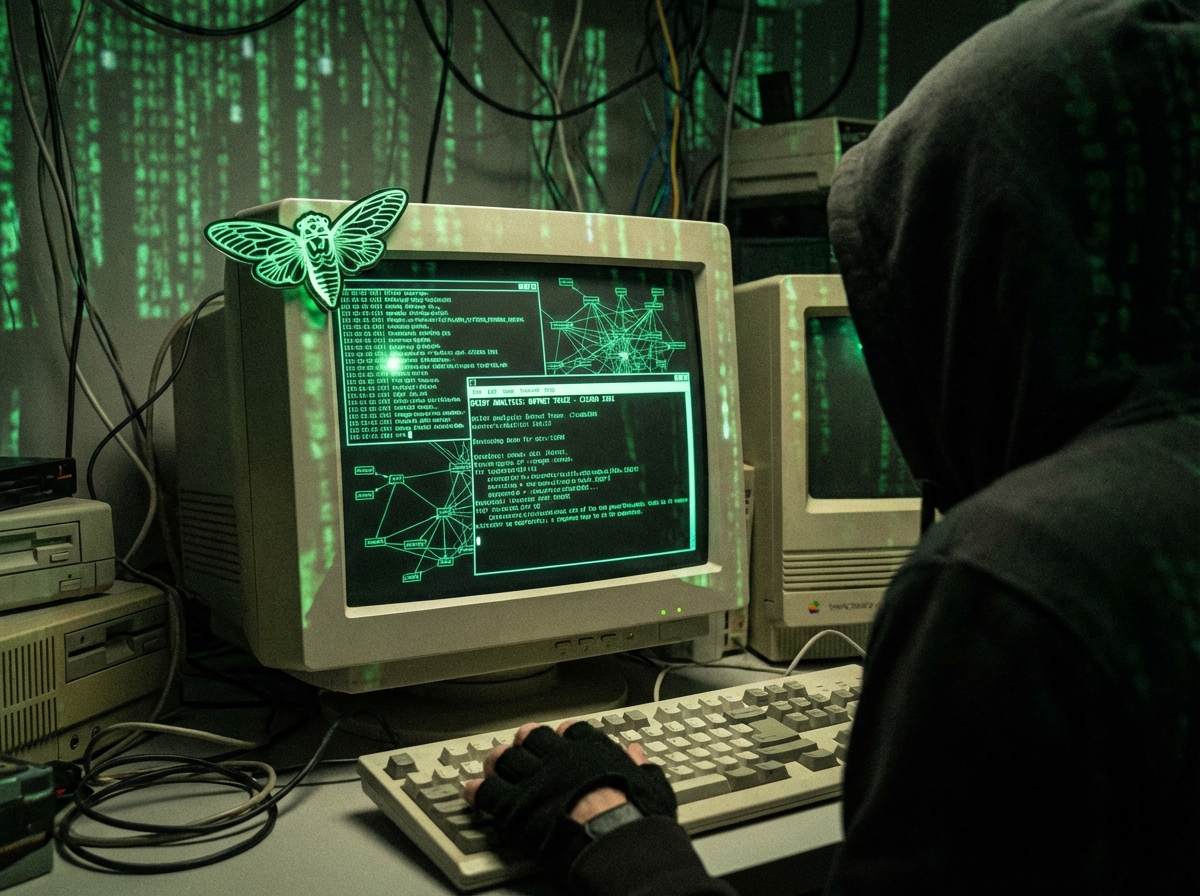 Glowing computer terminal displaying OSINT analysis data