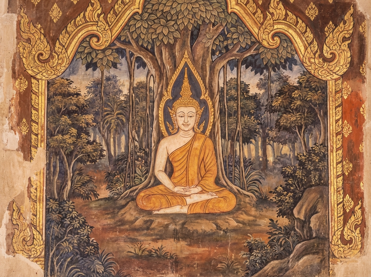 Reformed Maricha meditating in Rattanakosin Thai art style